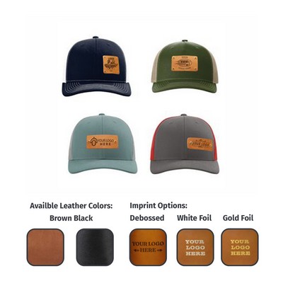 Full-Grain Leather Riveted Patches Hats | Richardson 112 Trucker Meshback |
