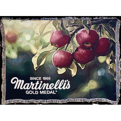 USA Made Jacquard Woven 100% Cotton Tapestry Throw Blanket 54" x 62" (Economical Travel Size)