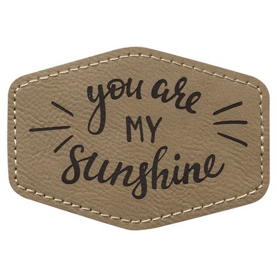 3.5" x 2.5" Hex Light Brown Leatherette Patch with Adhesive