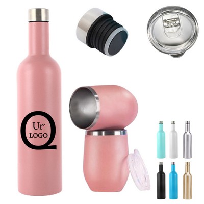 24Oz Stainless Steel Wine Bottle Gift Set