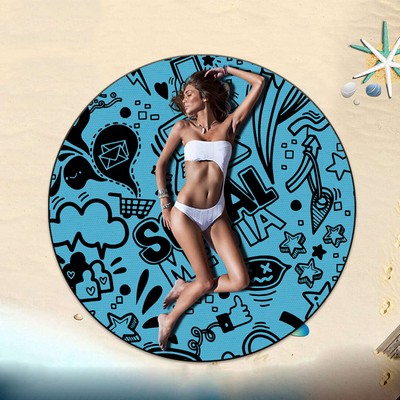 63 x 63 inch Custom Shape Towel Round Shape Microfiber Beach Towels - One Side Printing
