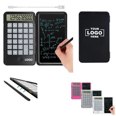 Rechargeable Calculator with Erasable Writing Pad