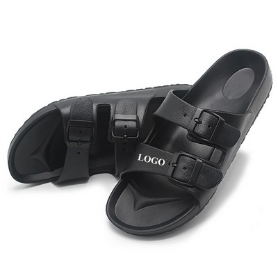 Summer Bathroom Slippers W/ Double Buckle Strap