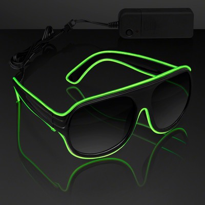 Green"Neon Look" Aviator EL Shades - BLANK
