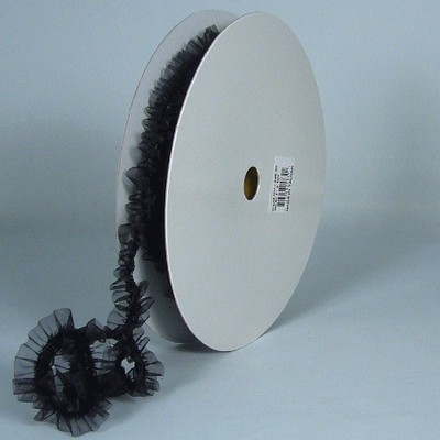 Black Elastic Ruffled Organza Ribbon
