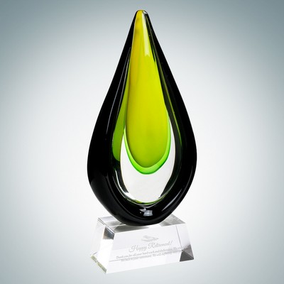 Art Glass Goldfinch Award w/ Clear Base (S)