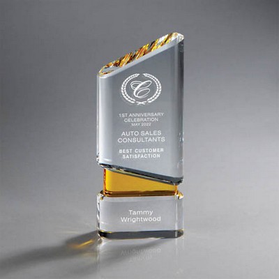 Clear Crystal Angular with Amber Center (3.25"x7.375")