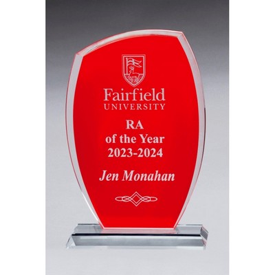 Tidal Glass Award in Red, 8.5"H