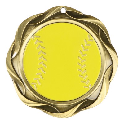 Fusion Medal - Softball - Antique Bronze, "