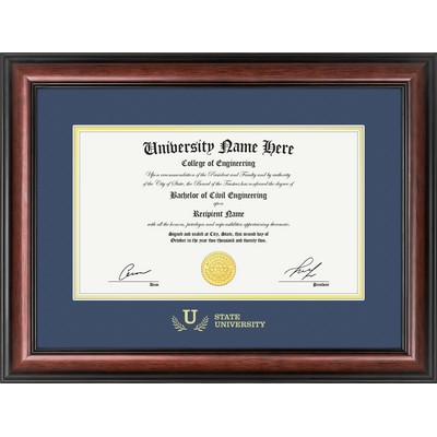 Carlton 8.5x14 Diploma / Certificate Frame (Mahogany/Blue) 16"x21"