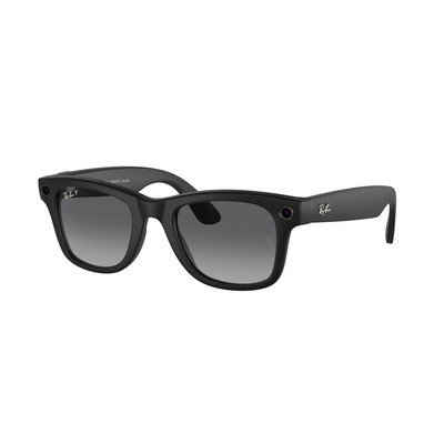 Ray-Ban® Matte Black Meta Polarized Wayfarer Sunglasses
