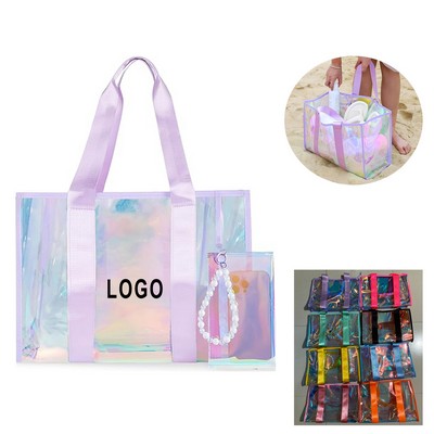 Large Iridescent Clear Tote Bag