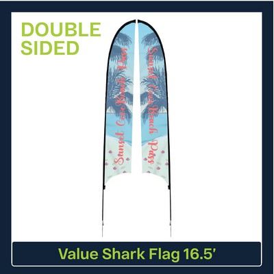 Value 16.5' Shark Flag - Double Sided w/Spike Base and Carry Bag
