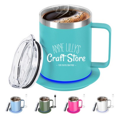 12oz USB-Powered Self Heating Coffee Mug Set with Heat Preservation Function