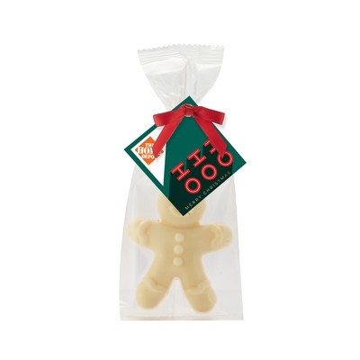 Belgian Chocolate Holiday Icons Favor Bag with White Chocolate Gingerbread Man