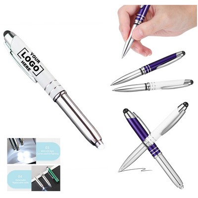 Metal Touch Screen Led Light Office Ballpoint Pen Advertising Gift Printed Logo