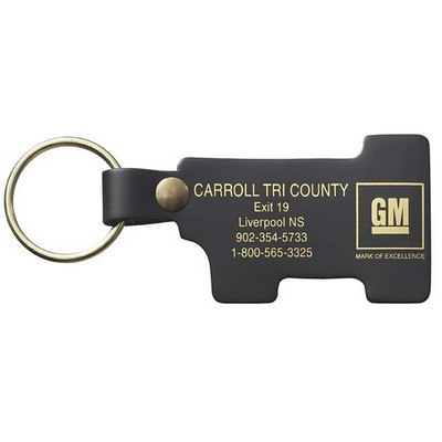 #1 Shaped Top Grain Leather Riveted Key Tag (1 5/8"x3 5/8")