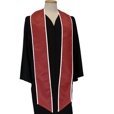 Maroon Red Graduation Sash with White Binded Edge