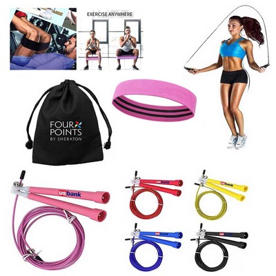 Promotek iBank® Booty Exercise Band + Jump Rope (Pink)