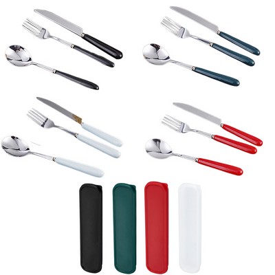 3 Pieces Stainless Steel Cutlery Set w/ Ceramic Handle