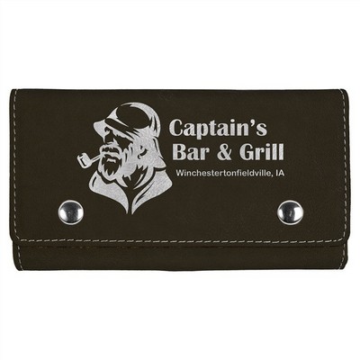 Black/Silver Leatherette Card & Dice Set