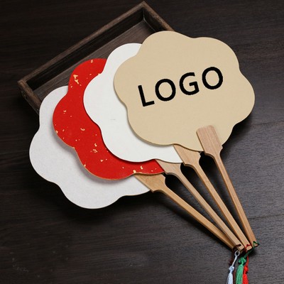 Rice Paper Wood Hand Fan Full Color (2 Sides)