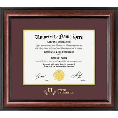 Carlton 8.5x11 Diploma / Certificate Frame (Mahogany/Burgundy) 16"x18"