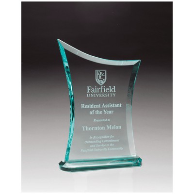 6.75" x 9.75" Jade Glass Award with Oval Shaped Base