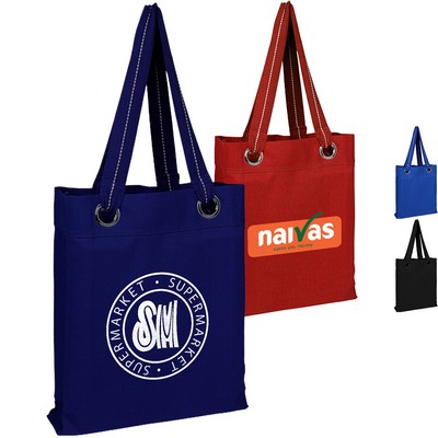 100% Cotton Heavy Canvas Tote Bag with Large Grommets USA Decorated