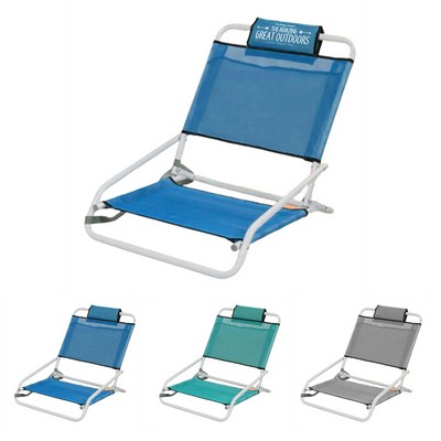 Folding Beach Chair with Back Pocket
