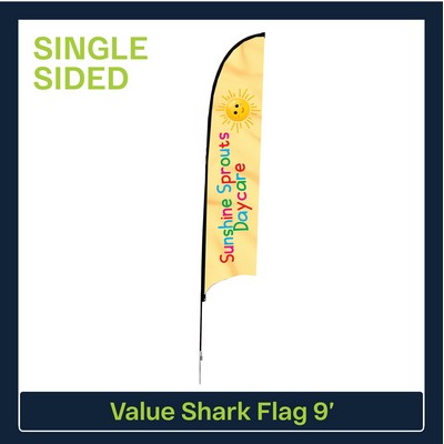 Value 9' Shark Flag - Single Sided w/Spike Base and Carry Bag