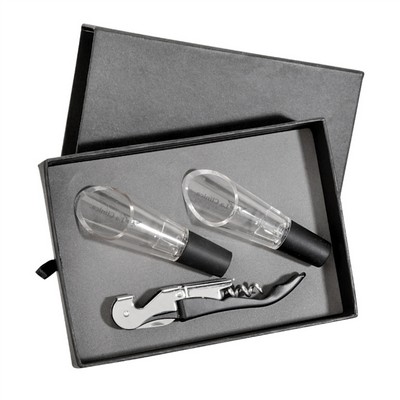 Deluxe Waiter's Corkscrew Bottle Opener and 2-Piece Wine Aerator Gift Set
