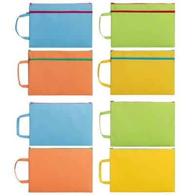 A4 Handle Zippered Document Bag File Pouch