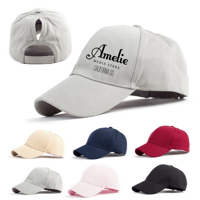 Ponytail Washed Cotton Cap