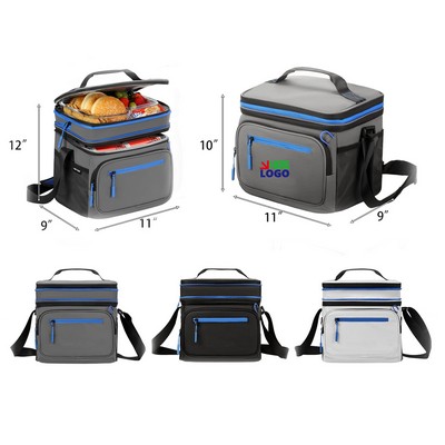 24 Cans Double Deck Expandable Insulated Cooler Bag