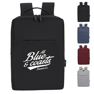 Spacious Oxford Laptop Backpack with USB Charging