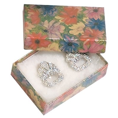 Metallic Floral Print Cotton Filled Box ( 3"x 2 1/8" x1")