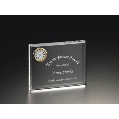 Beveled Rectangle Award w/Timepiece