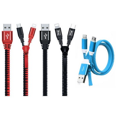 2 in 1 Zipper Charging Cable