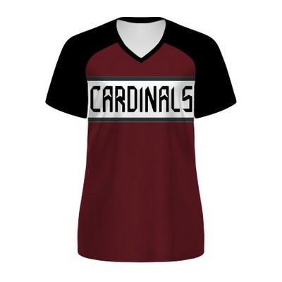 Holloway Ladies' Black Sleeve Freestyle™ Semi-Sublimated Raglan Tee