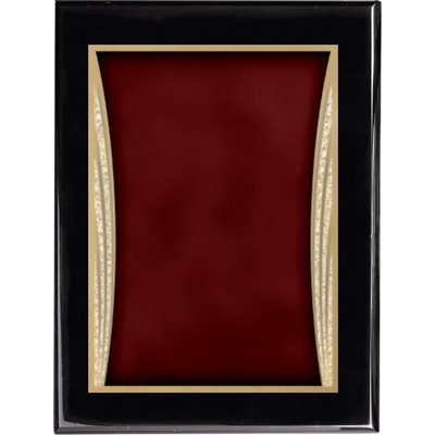 Ebony Piano Finish Plaque with Red Showtime Brass Plate, 7 x 9"