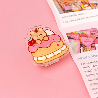 Cake Shaped Acrylic Album Memo Clip Bag Binder Sealing Clip Food Bag Clamp-Two Sides Imprint