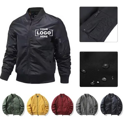 Personalized Men's Military Flight Jacket: Windproof & Waterproof Bomber Design