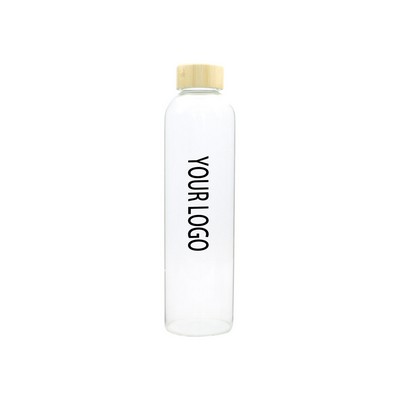 34 Oz. Glass Bottle w/ Bamboo Lid
