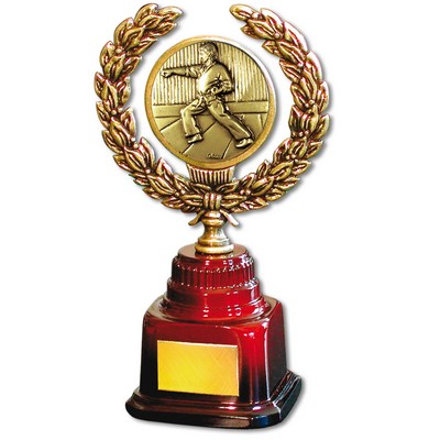 Stock 7" Trophy with 2" Karate Coin and Engraving Plate