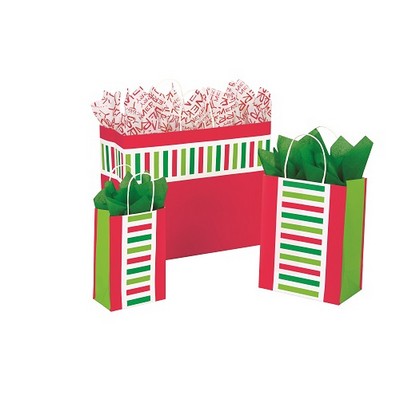 Large Santa Stripe Kraft Bags