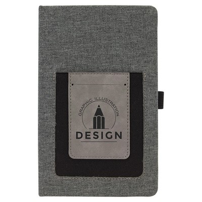 Gray w/Gray Leatherette Journal with Cell/Card Slot