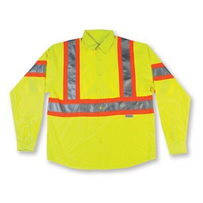 Lime Green Safety Button-Up Shirt