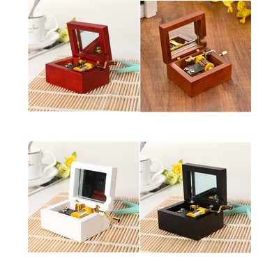 Hand Cranked Music Box W/ Cosmetic Mirror Inside