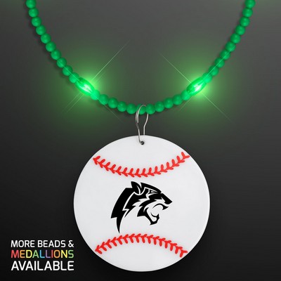 Still-Light Green Beads with Baseball Medallion - Domestic Print